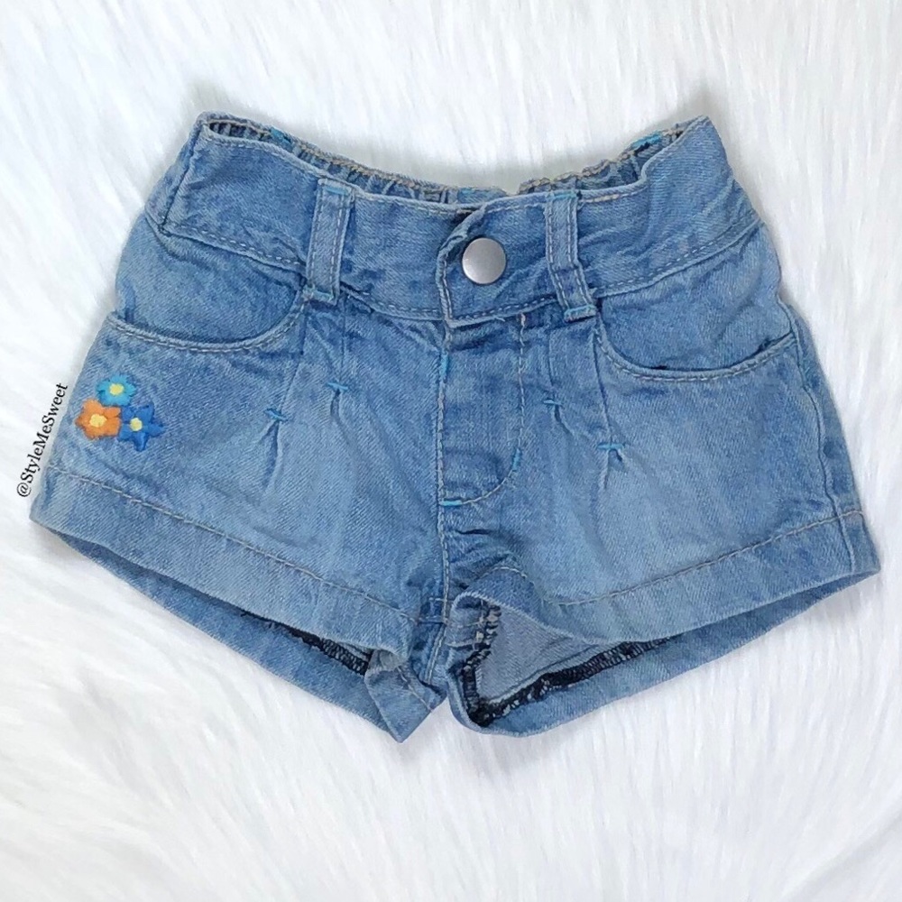 Gymboree denim shorts with embroidered flowers